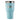 Insulated teal tumbler with a metallic lid and engraved logo