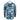 Back view of a hooded long-sleeve shirt with a blue and green camouflage pattern.