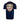 Back of a navy T-shirt with a camo emblem printed across the back containing the Aftco and Skeeter logos and the text "any fish, any water. Skeeter performance fishing boats."
