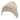 Cream-colored beanie hat with ribbed texture and logo.