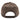Back view of a brown cap with a logo tag
