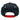 Back view of a navy blue cap with a red brim