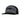 A flat bill hat in black with a grey front panel. The Skeeter logo is embroidered in black and white across the front.