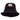 Black bucket hat with a red and white logo