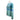 The left side of a blue and green women's UPF long sleeve with the text "Huk Fishing" printed down the left sleeve in blue.