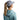 A woman with long hair wearing a patterned cap and a light blue hoodie, viewed from behind.