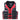 Red and black life jacket with buckles and pockets
