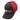 Gray and red baseball cap with a logo on the front