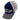 Blue and white trucker hat with a gray brim and logo