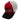 Red and white trucker hat with a fishing boat logo.