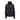 Front of a black cowl neck sweater with drawstrings, a pouch pocket, and thumb holes in the sleeves. The Skeeter logo is embroidered in black and grey on the left chest.