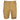Front of khaki colored Simms guide shorts with a zippered pocket on the side of the right leg. On the bottom of the left leg, the Skeeter logo is embroidered in Black and white.