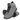 A pair of gray hiking shoes with a high top and textured surface, featuring black soles and orange accents.