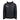 Black insulated jacket with hood and logos on chest
