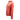 A side view of a red long-sleeve hoodie with a logo on the front.
