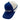 Blue and white baseball cap with mesh back and embroidered logo.