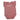 Front of a mauve pink baby onesie with ruffled sleeves and the Skeeter logo in light pink across the chest.