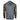 Back view of a hooded long-sleeve shirt with gray body and camouflage sleeves.