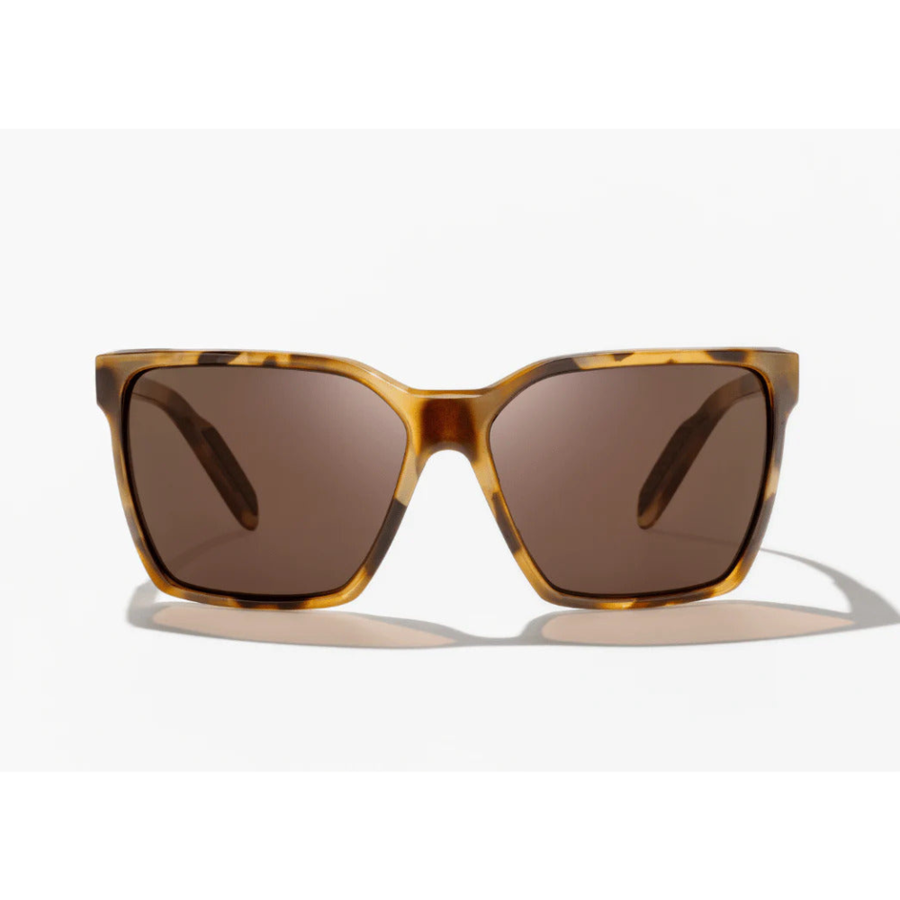 Brown tortoiseshell sunglasses with clear brown lenses.