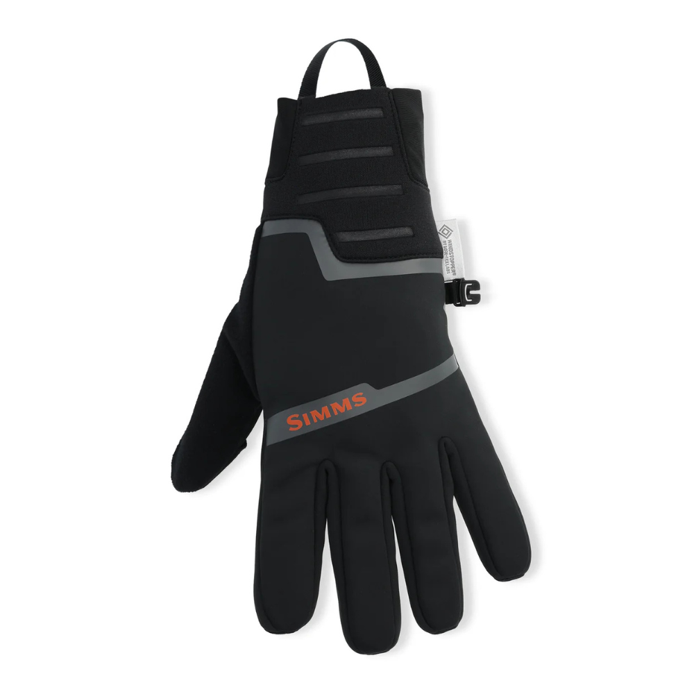 A single black windproof fleece glove.