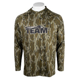 A green and beige camouflage hoodie with a black skeeter 'TEAM' logo on the chest.
