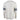 Back of a white long-sleeve shirt with blue striped sleeves.