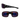 Side of black sunglasses with the skeeter logo on the side and the front of black sunglasses with red and blue tinted frames.