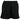 Front of ladies black athletic shorts with an elastic waistband.