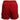 Back of ladies red athletic shorts with an elastic waistband.