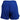 Back of ladies blue athletic shorts with an elastic waistband.