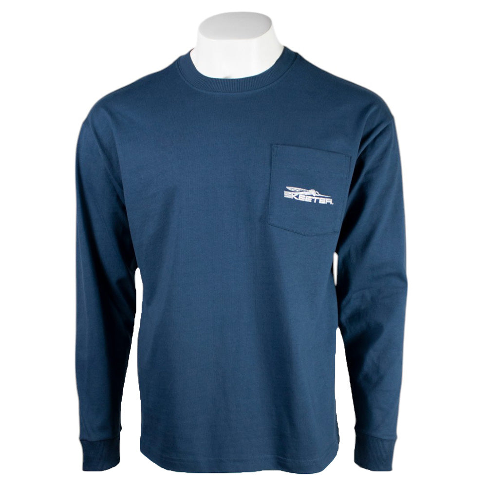 Skeeter Navy Heavyweight Long Sleeve Pocket Tee