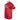 Side of a red t-shirt with a white and blue skeeter logo across the chest and a white logo on the sleeve.