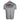 Back of a gray athletic t-shirt with a red and black Skeeter logo and text on the shoulder blades. 