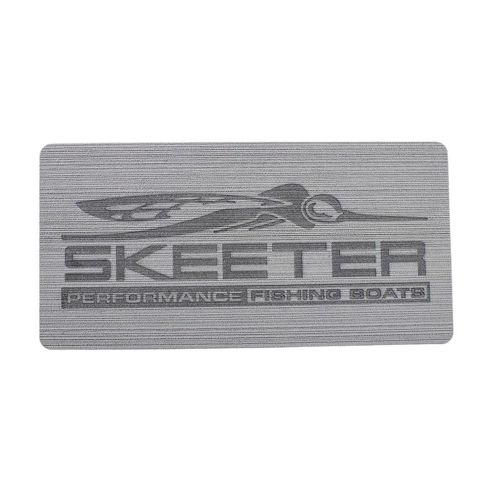 A light grey foam decal with the Skeeter logo embossed on it. 