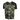 A UPF t-shirt with black short sleeves and a green camo body, featuring the skeeter logo in black on the chest. 