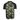 Back of a UPF t-shirt with black short sleeves and a green camo body, featuring the skeeter logo in black on the chest. 