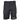 Front of charcoal grey Simms shorts with a zippered pocket on the right thigh and an embroidered Skeeter logo in white on the left pantleg cuff. 