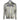 Front of a grey and green textured hooded long sleeve with a dark grey skeeter logo on the chest.