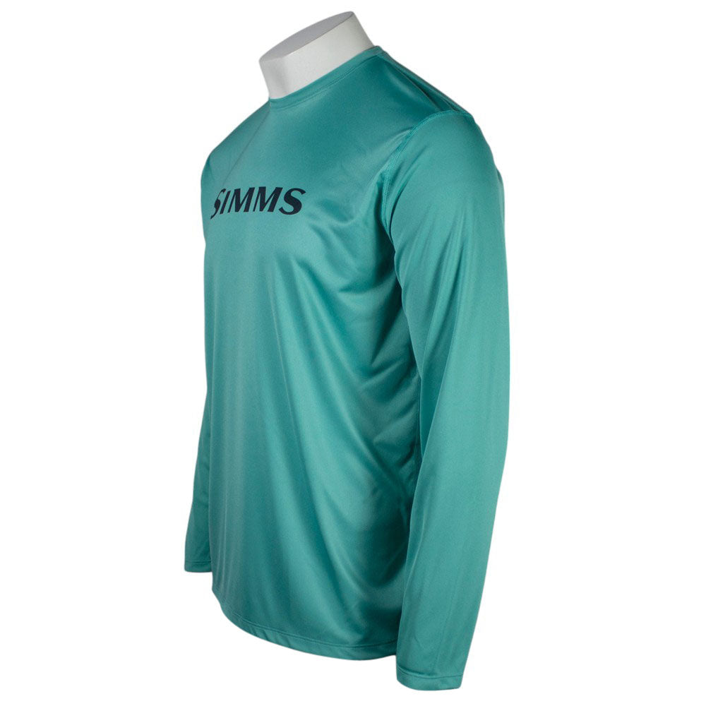 Left side of the teal blue UPF long sleeve.