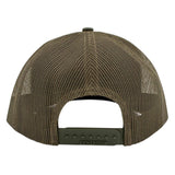 Back of a green mesh cap with Richardson branding on the snapback closure. 