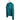 Side of a teal ladies long sleeve with a black and grey skeeter team logo on the chest.