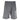 Gray athletic shorts with elastic waistband and logo.