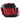 A red and black messenger bag with a mesh front pocket and multiple compartments.
