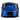Blue multi-pocket bag with gray straps and a front zipper compartment