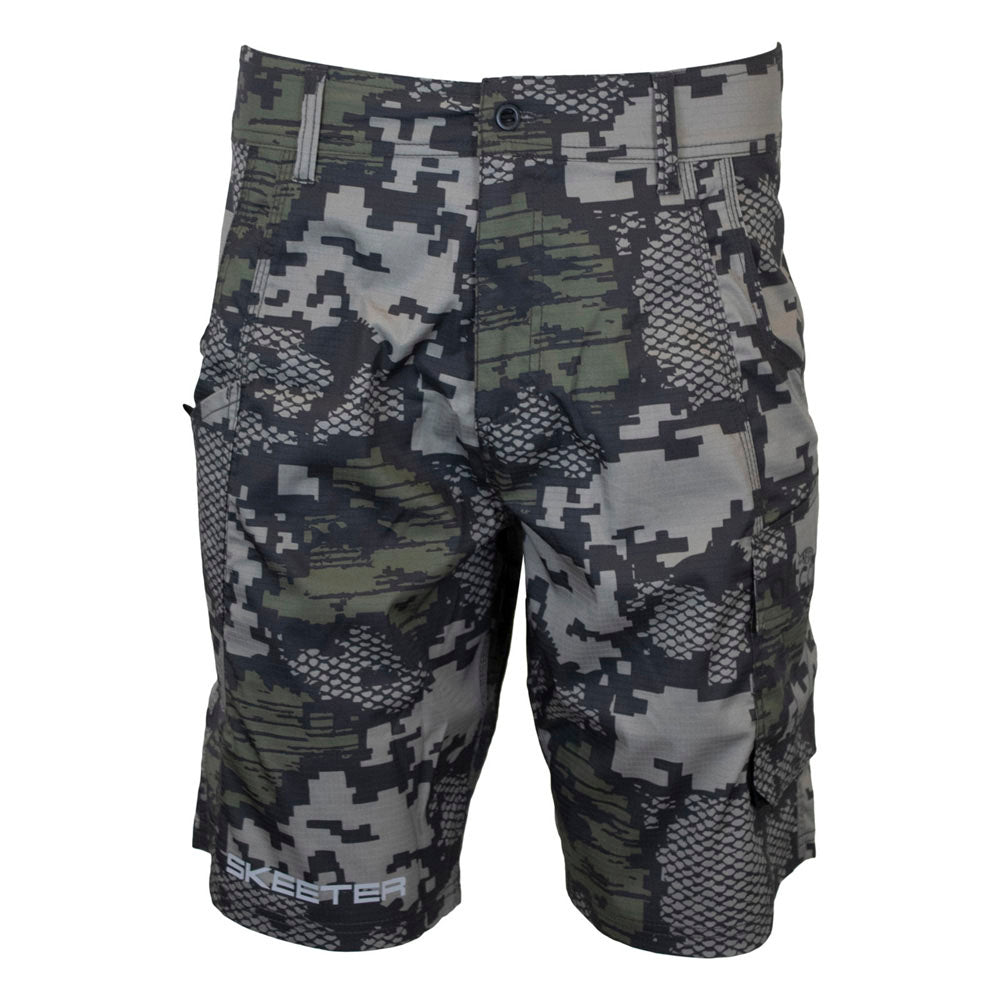 Skeeter AFTCO Tactical Fishing Shorts - Dark Green Digi Camo