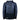 Front of a dark navy and black puffer jacket with a left chest zipper pocket. Embroidered on the bottom right of the jacket is the skeeter logo in white. 