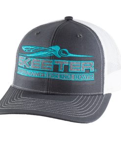 Charcoal hat with teal skeeter logo