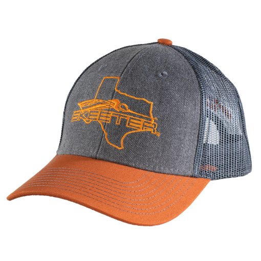 Grey and orange hat with skeeter and bass logo